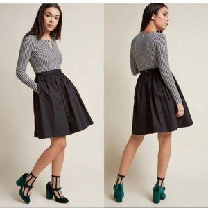 NEW ModCloth Houndstooth Black & White Plaid Dress